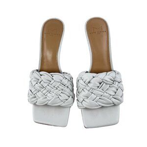 Marc Fisher LTD  Braided Leather Heeled Slip On Sandal White Size 6.5 M